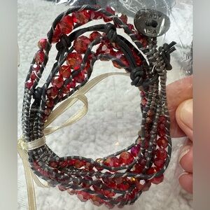 Bindy USA Bead and Leather Wrap Bracelet Necklace Anklet Jewelry Boho Festival